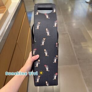 NWT COACH Wine Carrier With Penguin Print Gunmetal/Black Multi CCP89